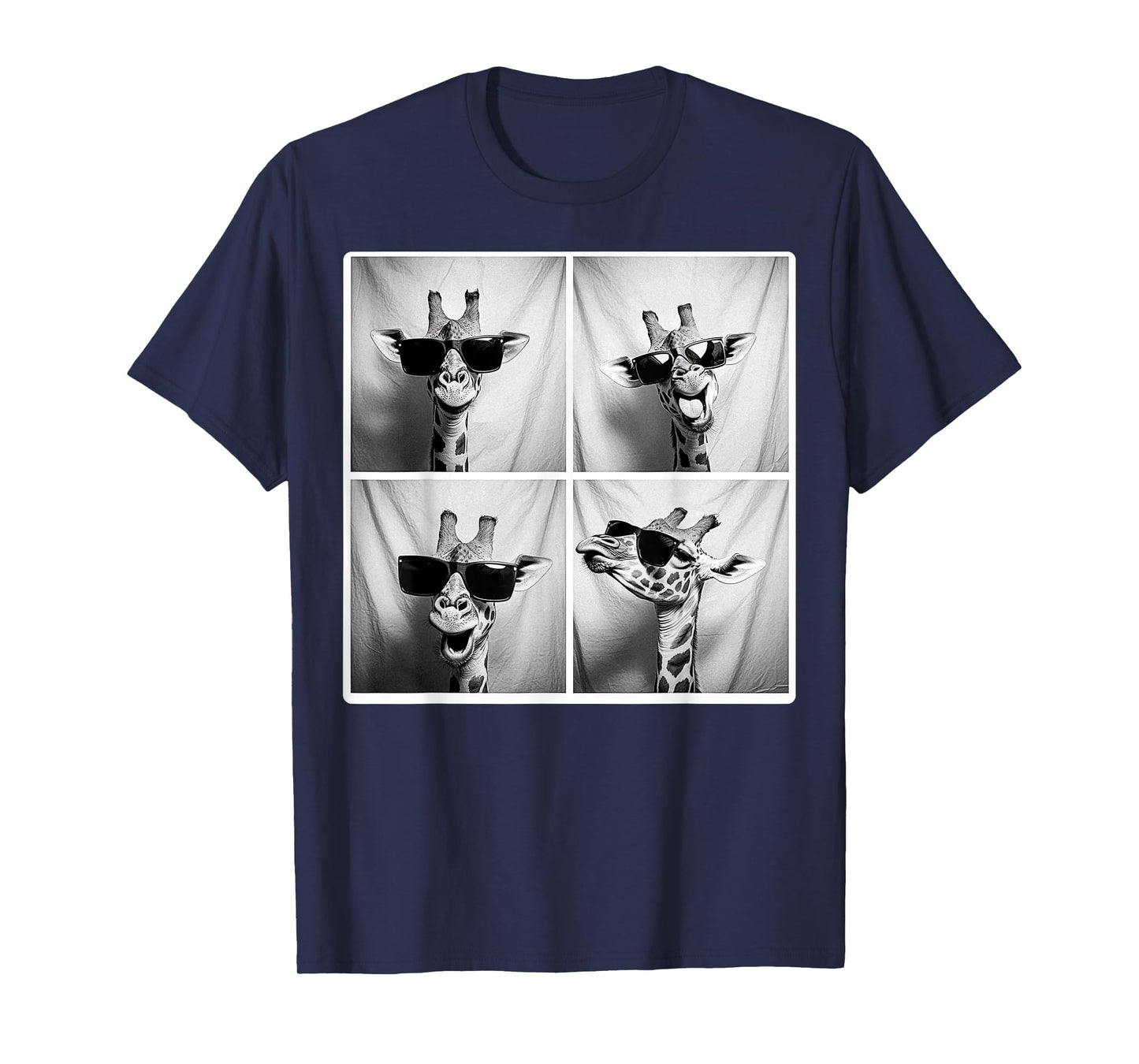 Giraffe Wearing Sunglasses Funny Photobooth Safari Selfie T-Shirt