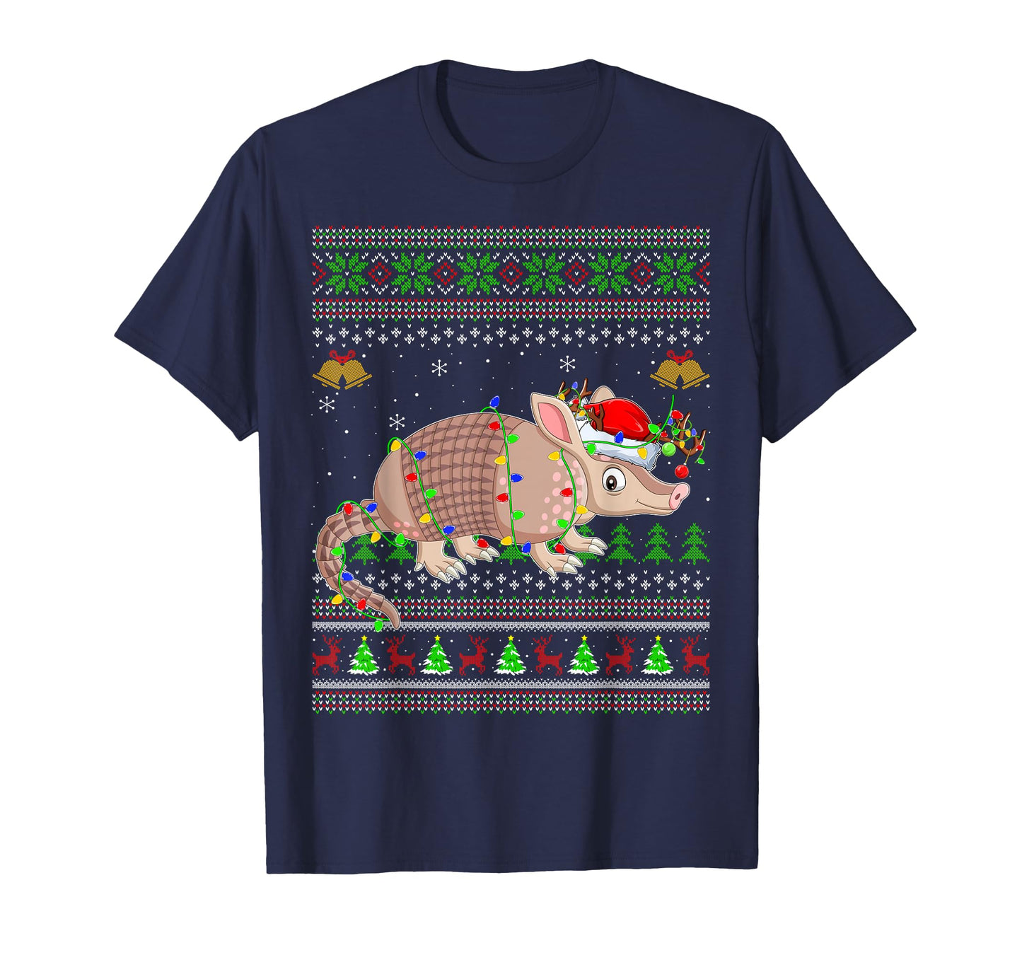 Armadillo Ugly Christmas Sweaters Holiday Santa Cute Xmas T-Shirt