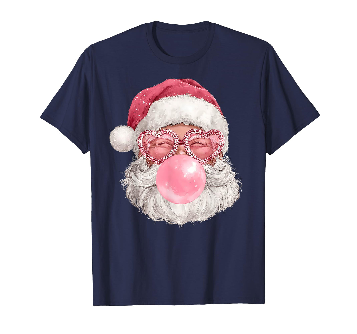 Bubble Gum Santa Claus Face Sunglasses Hat Beard Christmas T-Shirt