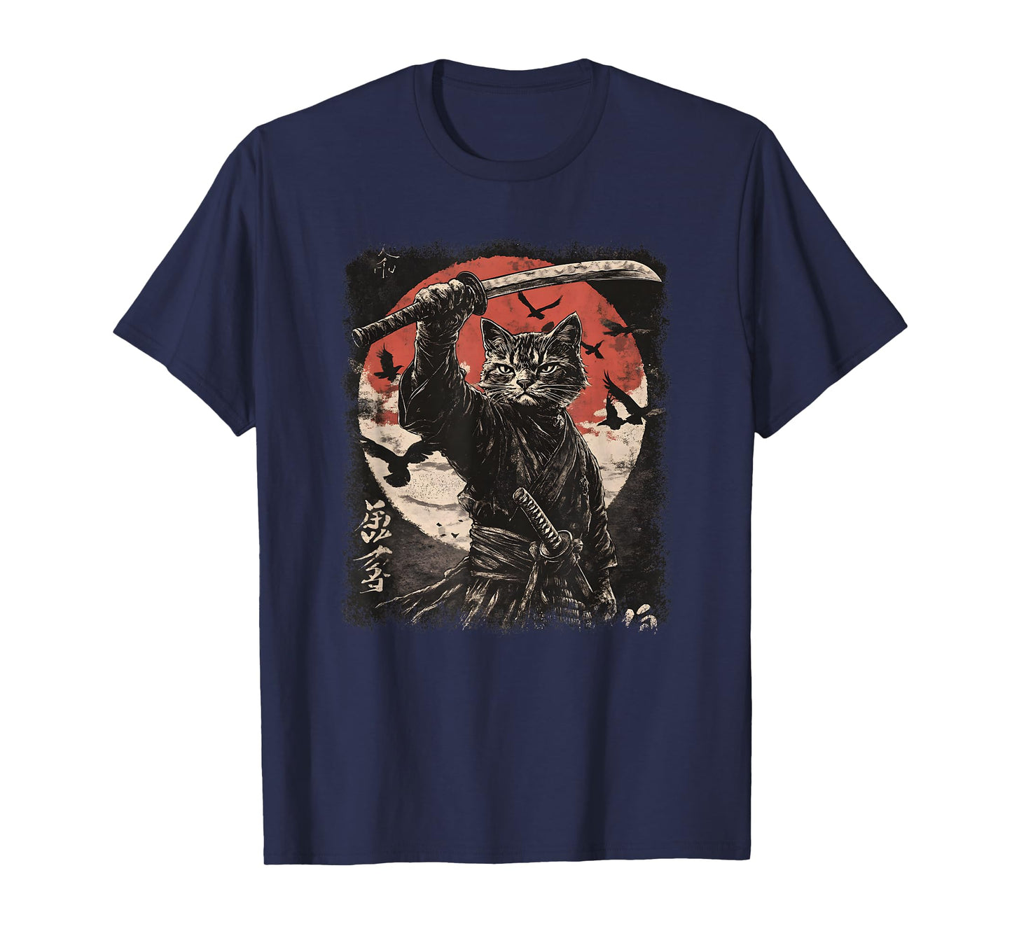 Samurai Cat, Japanese Warrior | Vintage Samurai Art & Anime T-Shirt