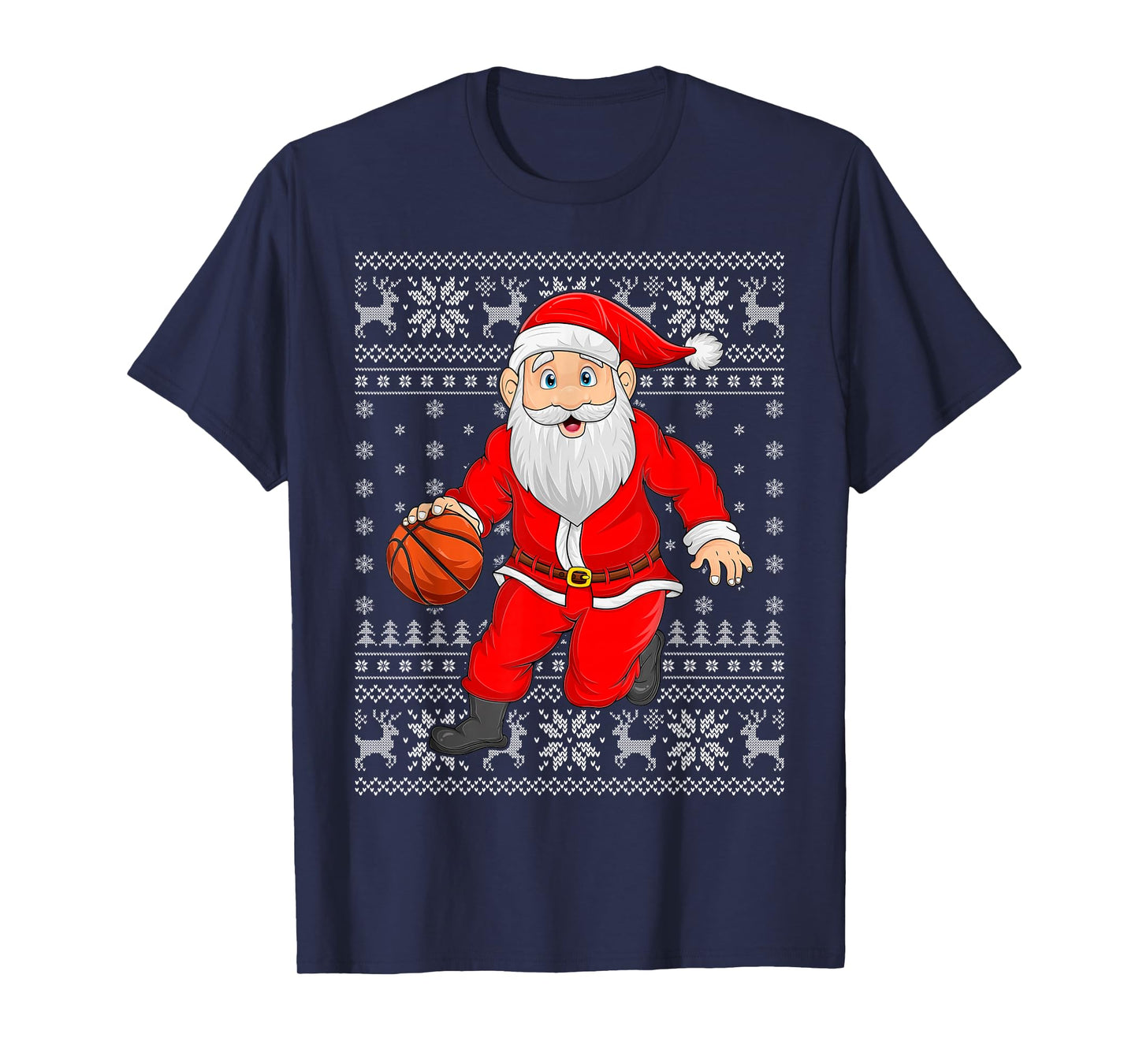 Santa Playing Basketball Ugly Christmas Sweaters Xmas T-Shirt