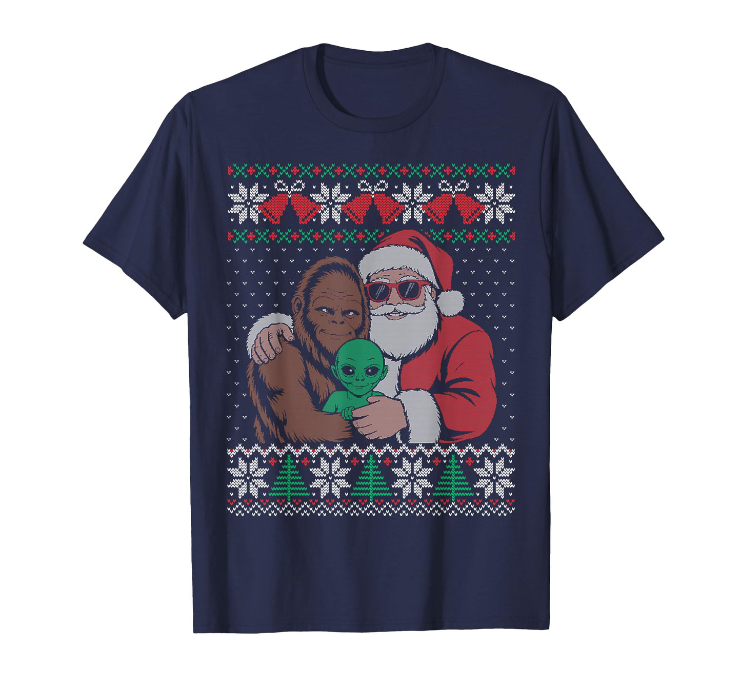 Alien Santa Bigfoot Ugly Christmas Sweater Funny T-Shirt