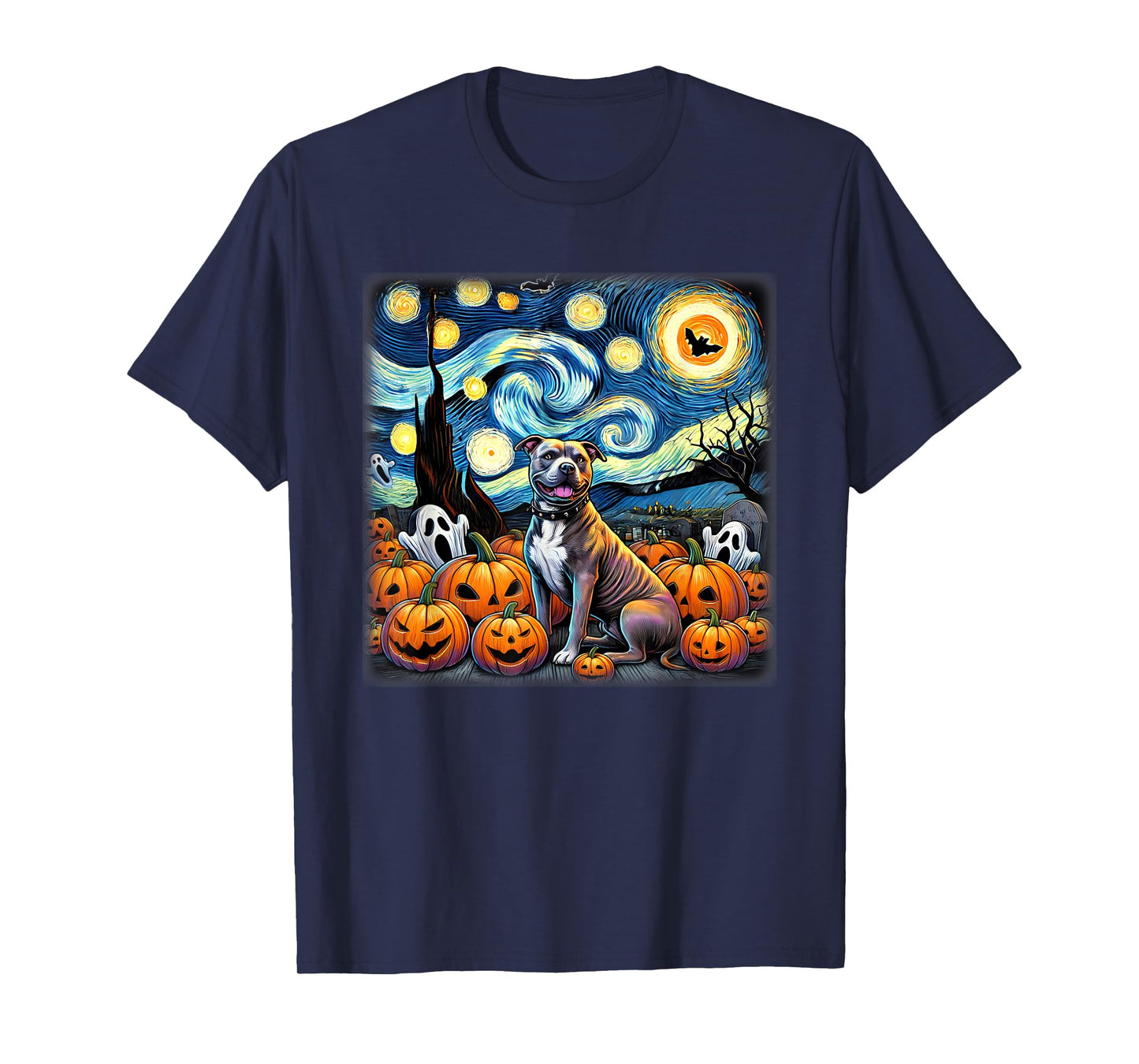 Starry Night Pitbull Halloween T-Shirt