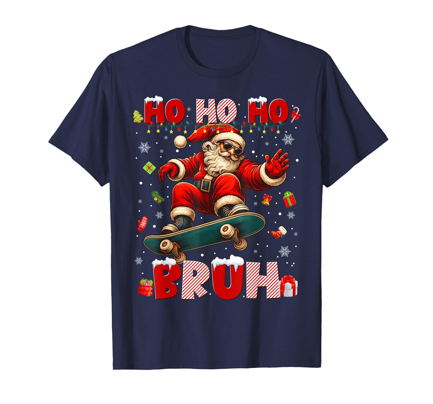 Ho Ho Bruh Cool Skateboard Santa Christmas Xmas Boy Kids T-Shirt