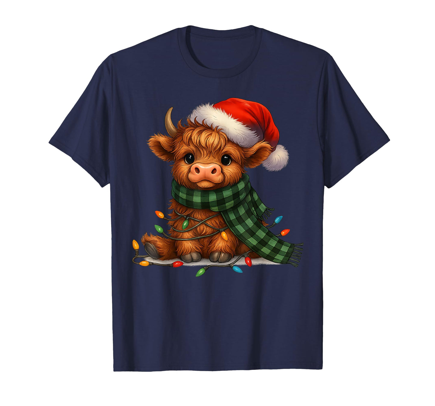 Christmas Scottish Highland Cow Santa Xmas Farm Animal Lover T-Shirt