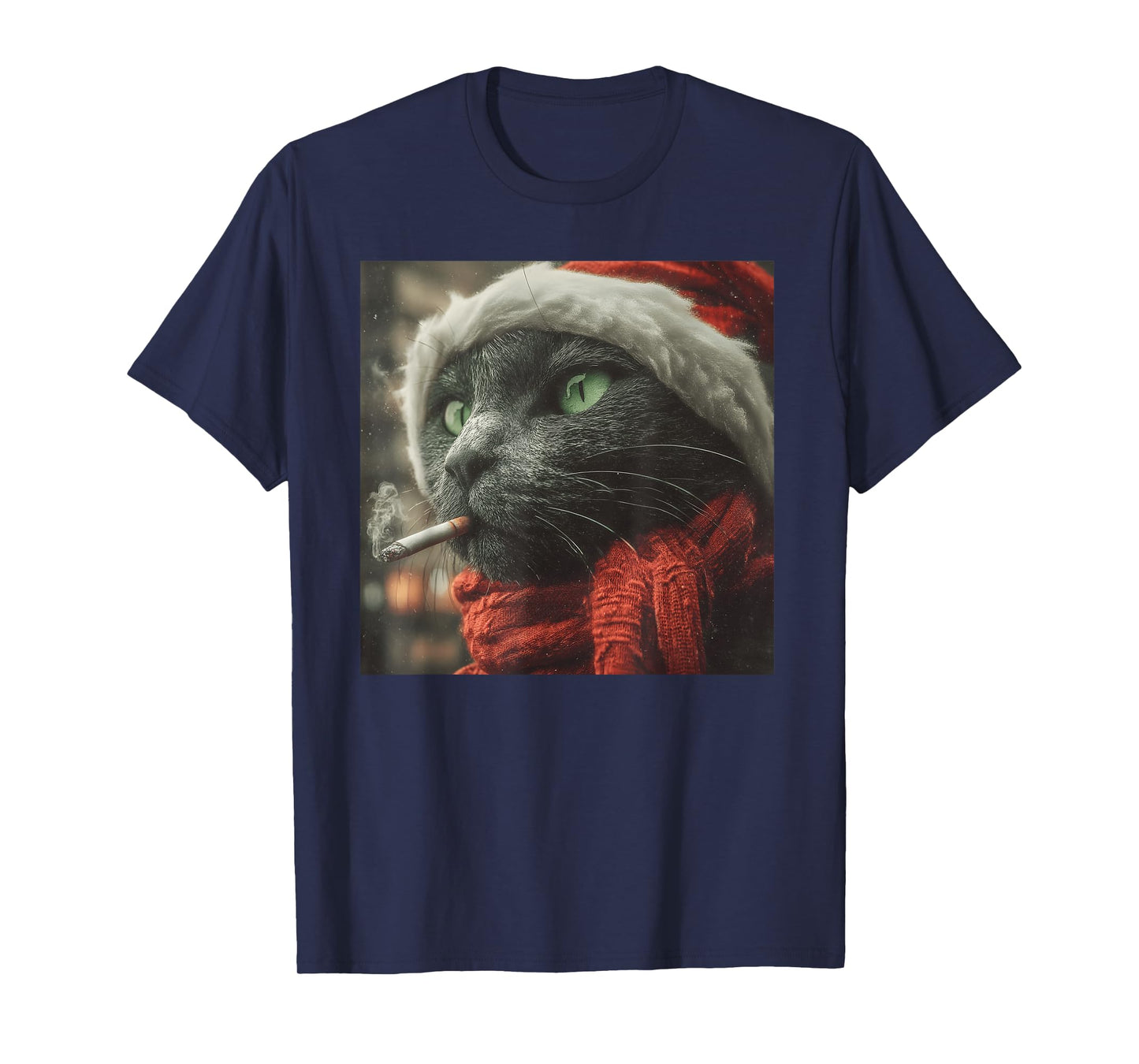 Santa Cat Cigarette Noir Holiday Winter Scarf Festive T-Shirt