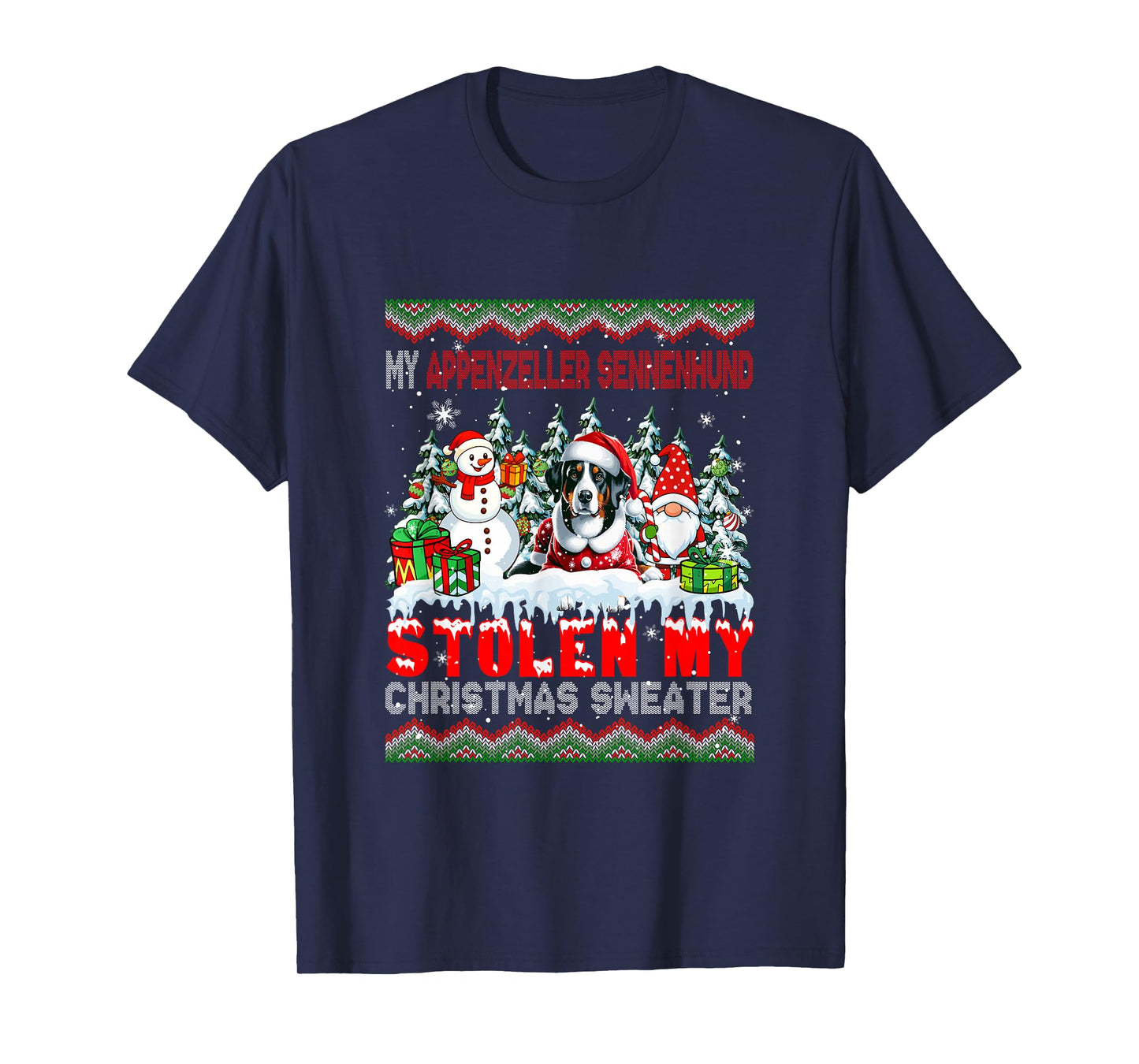 My Appenzeller Sennenhund Stolen Christmas Sweater Dog Gnome T-Shirt
