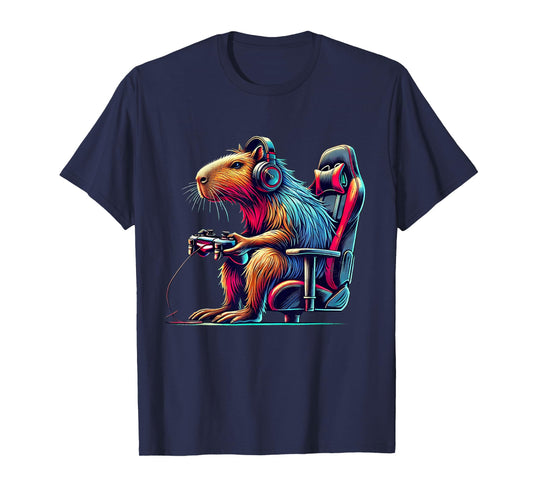 Funny Capybara Gaming Retro Rodent Capybara Video Games T-Shirt