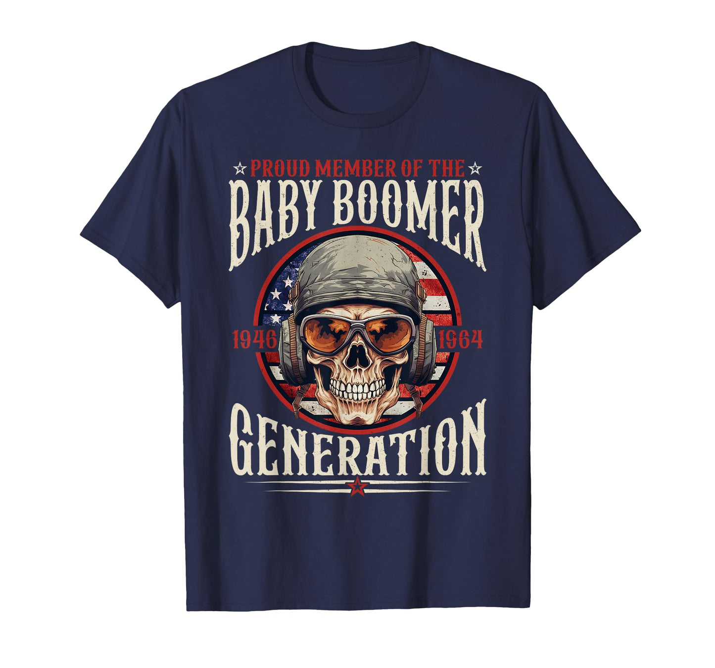 Baby Boomer Skull Patriotic T-Shirt Gifts 1946-1964 T-Shirt