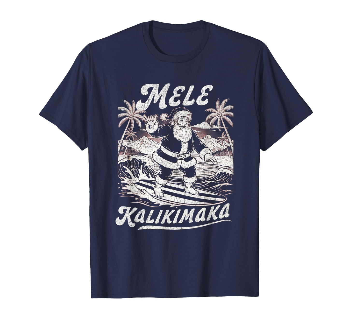 Surfing Santa Mele Kalikimaka Christmas Shirt Hawaiian Surf T-Shirt