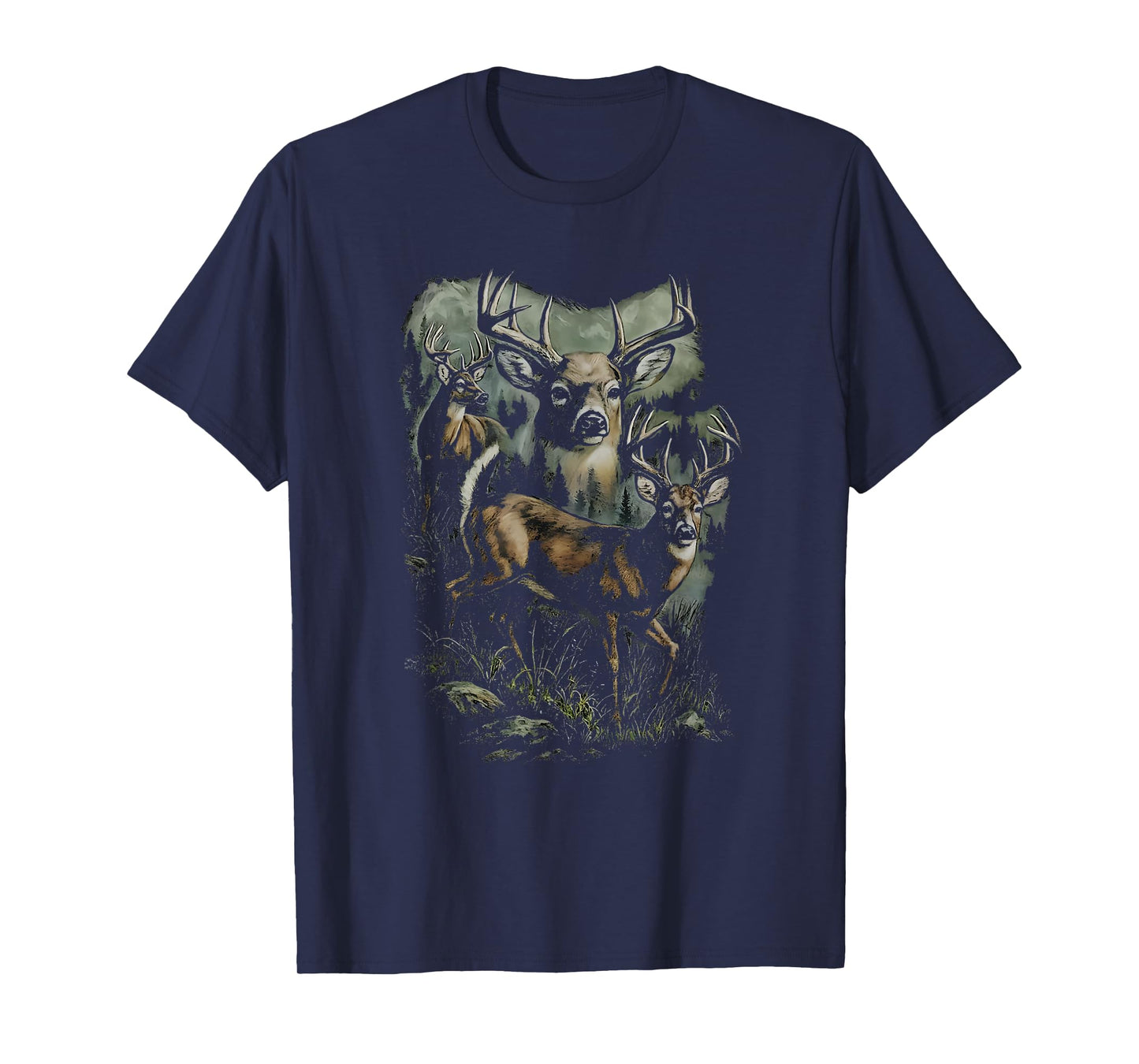 Retro Funny Hunter Deer Faded Nature Vintage Deer 90s Cute T-Shirt