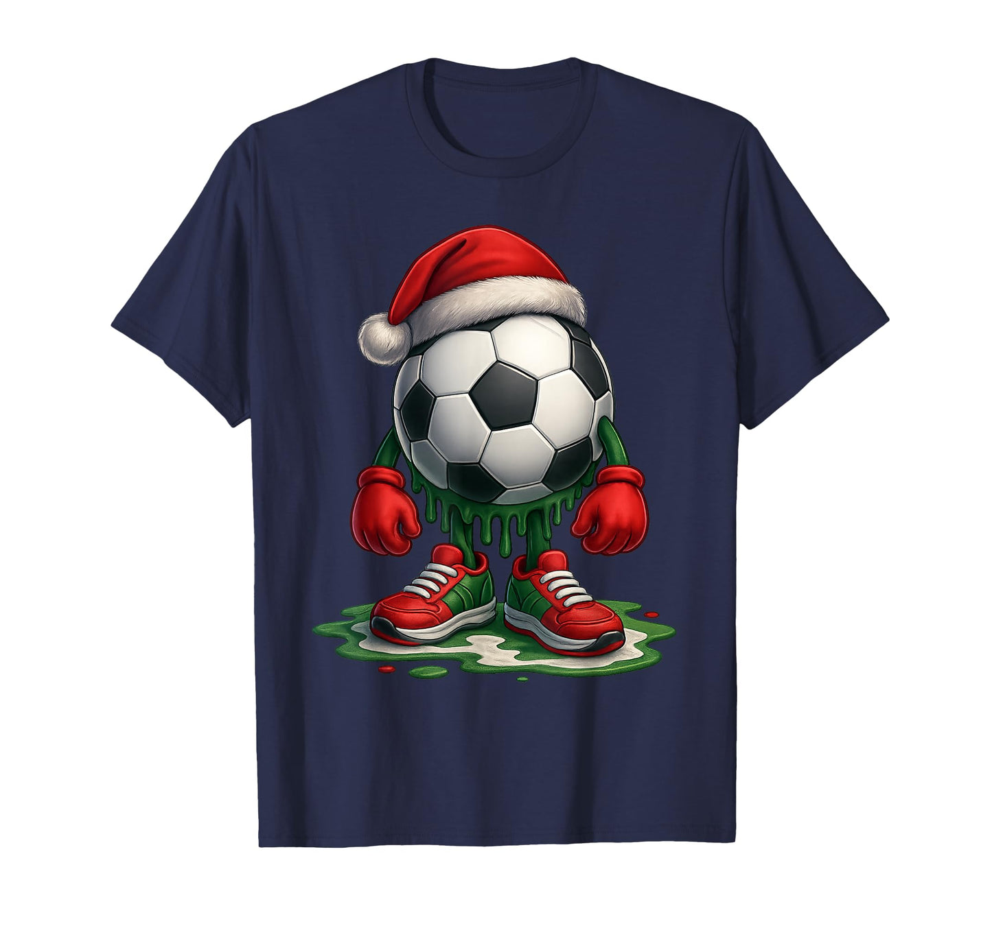 Ice Cream Soccer Drip Men Boys Christmas Tee Gamer Football T-Shirt