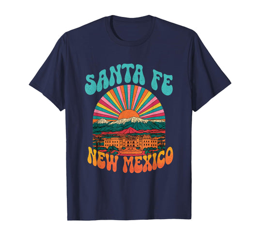 Retro Santa Fe New Mexico Mountains Sunset Skyline Vintage T-Shirt