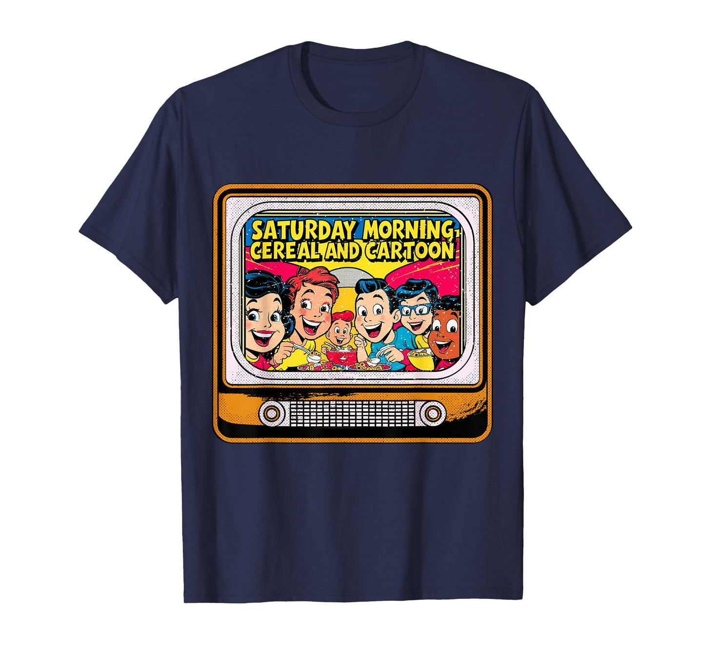 80s 90s Retro Kid Saturday Mornings Cereal And Cartoons T-Shirt