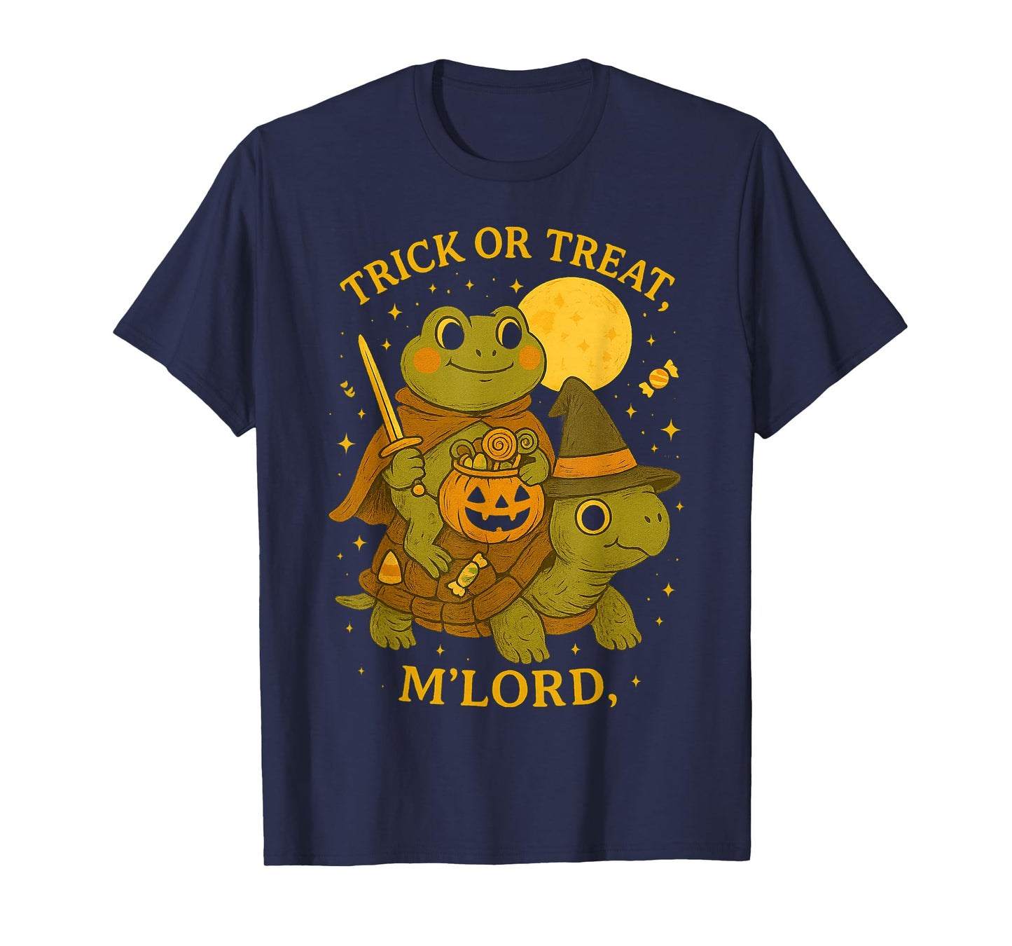 Halloween Trick o Treat Frog Knight M’Lord Pumpkin Turtle T-Shirt