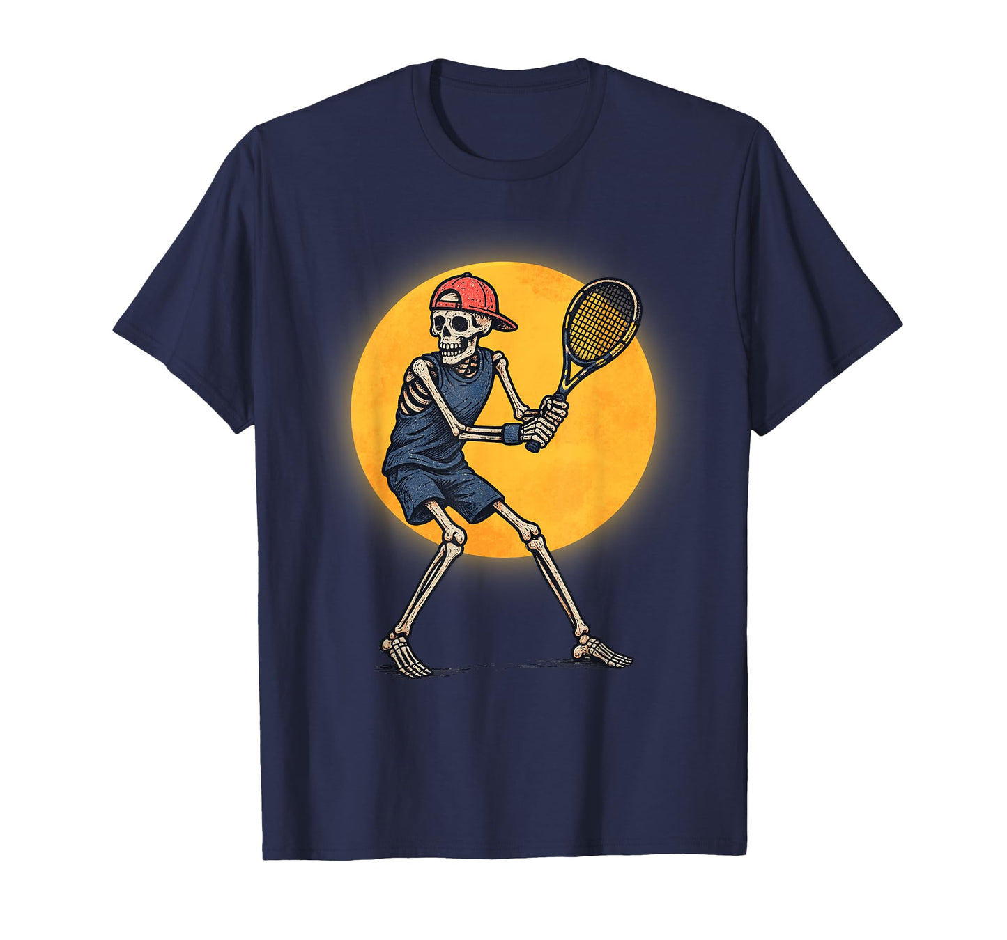 Vintage Halloween Skeleton Tennis Funny Spooky Costume T-Shirt