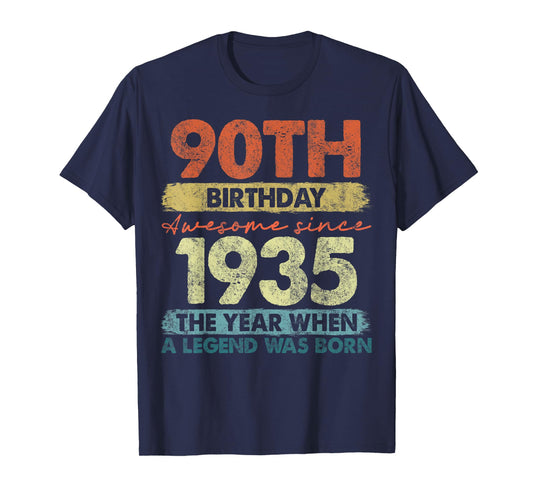 Vintage Legend Birthday Shirts For Men Women 2025 90 Year Old Gifts Vintage 1935 Limited Edition 90th Birthday T-Shirt Unisex-Adults and Kids Black Short Sleeve Small T-Shirt