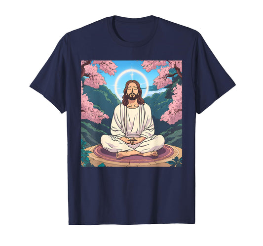 Jesus Meditating As A Buddhist Monk Meditation Anime T-Shirt