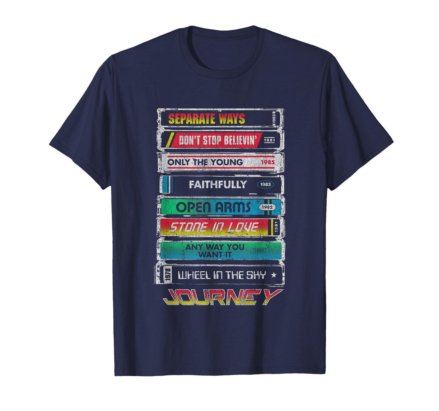 Journey Iconic Tape Deck Hits Retro Vintage Chest Poster T-Shirt
