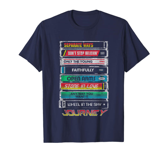 Journey Iconic Tape Deck Hits Retro Vintage Chest Poster T-Shirt