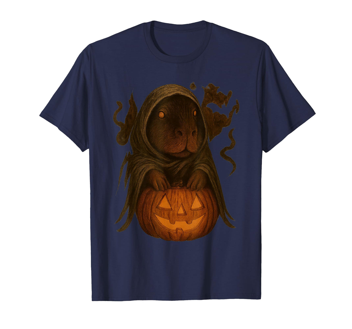 Funny Vintage Capybara Halloween Pumpkin Spooky Ghost Women T-Shirt