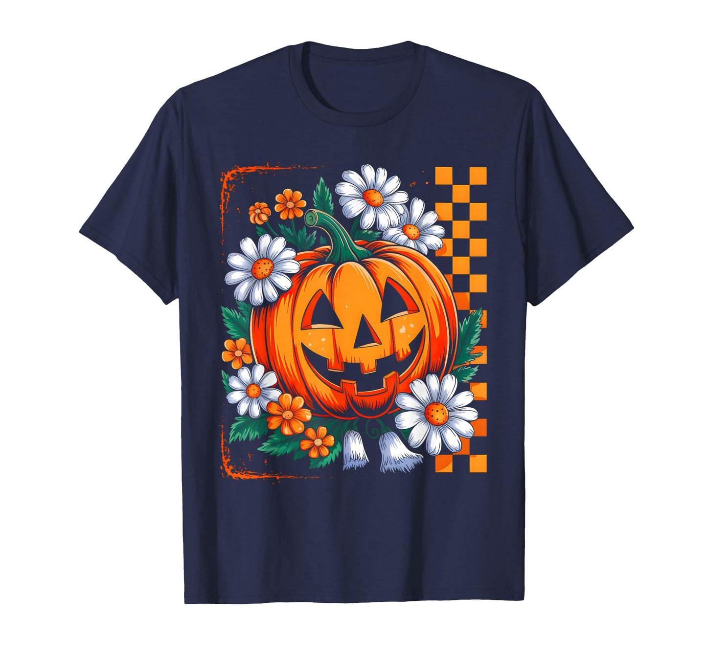 Vintage Floral Boho Pumpkin Funny Halloween Spooky Fall T-Shirt