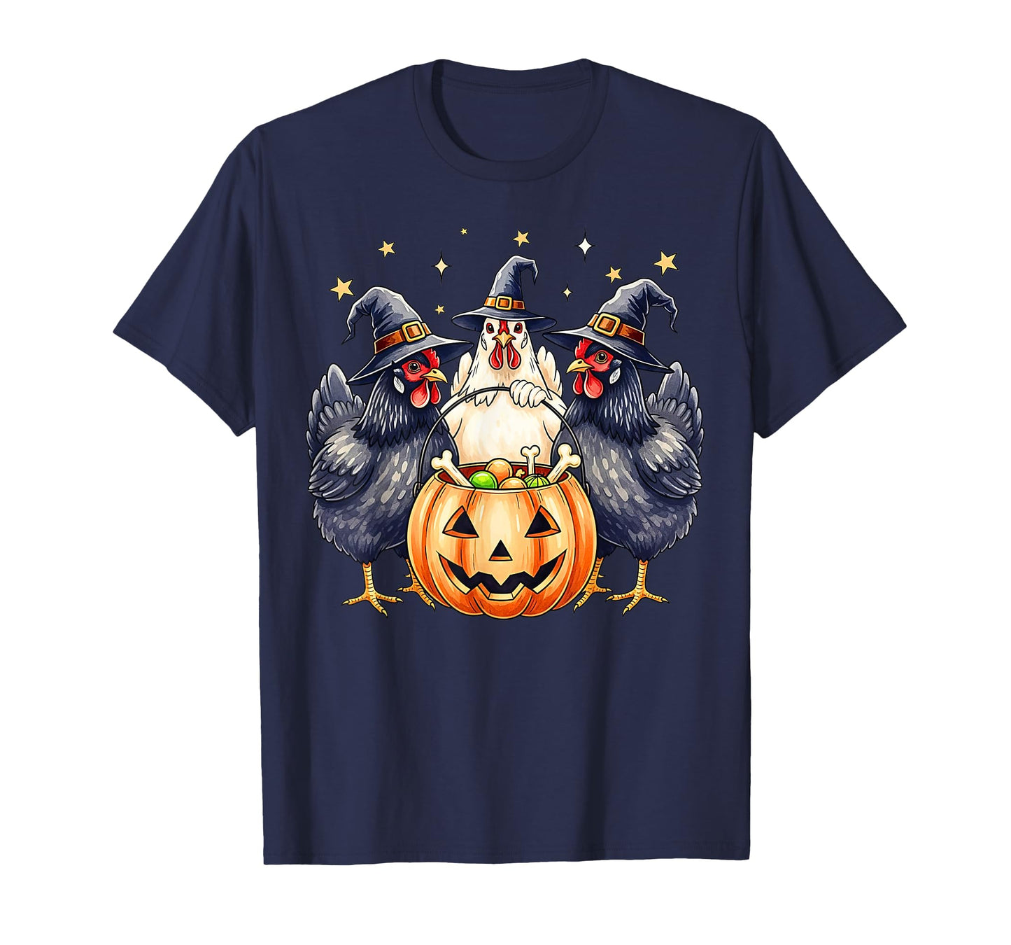 Retro Witchy Halloween Costume Pumpkin Chicken Fall T-Shirt