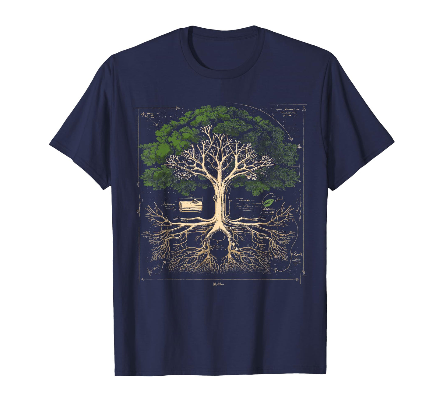 GoshWow Tree Anatomy Shirt Tree Natural Oak Tree Woodsman Vintage T-Shirt