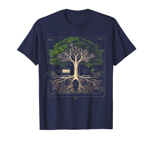 GoshWow Tree Anatomy Shirt Tree Natural Oak Tree Woodsman Vintage T-Shirt