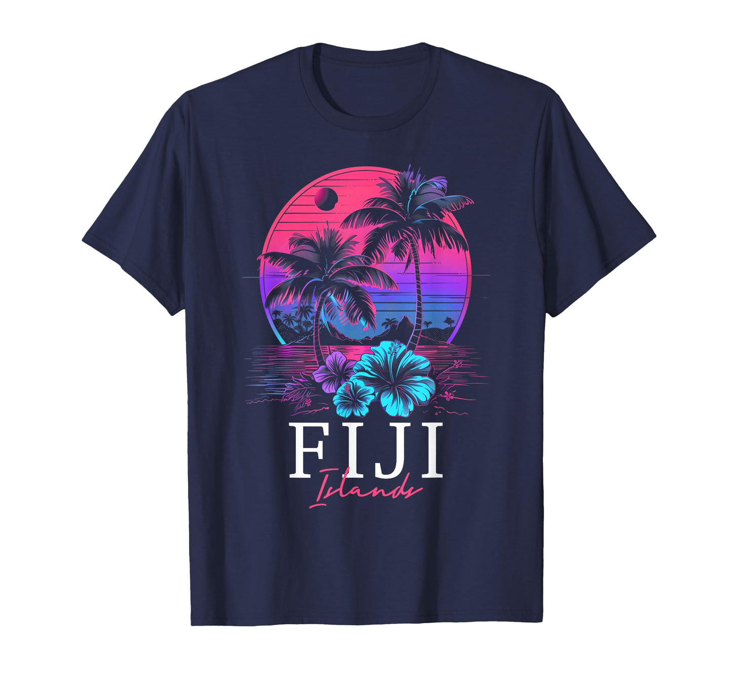 Fiji Islands Hibiscus Flowers Beach Surfer Souvenir T-Shirt