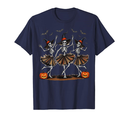 Dancing Skeleton Witches Halloween Costume Spooky Season T-Shirt