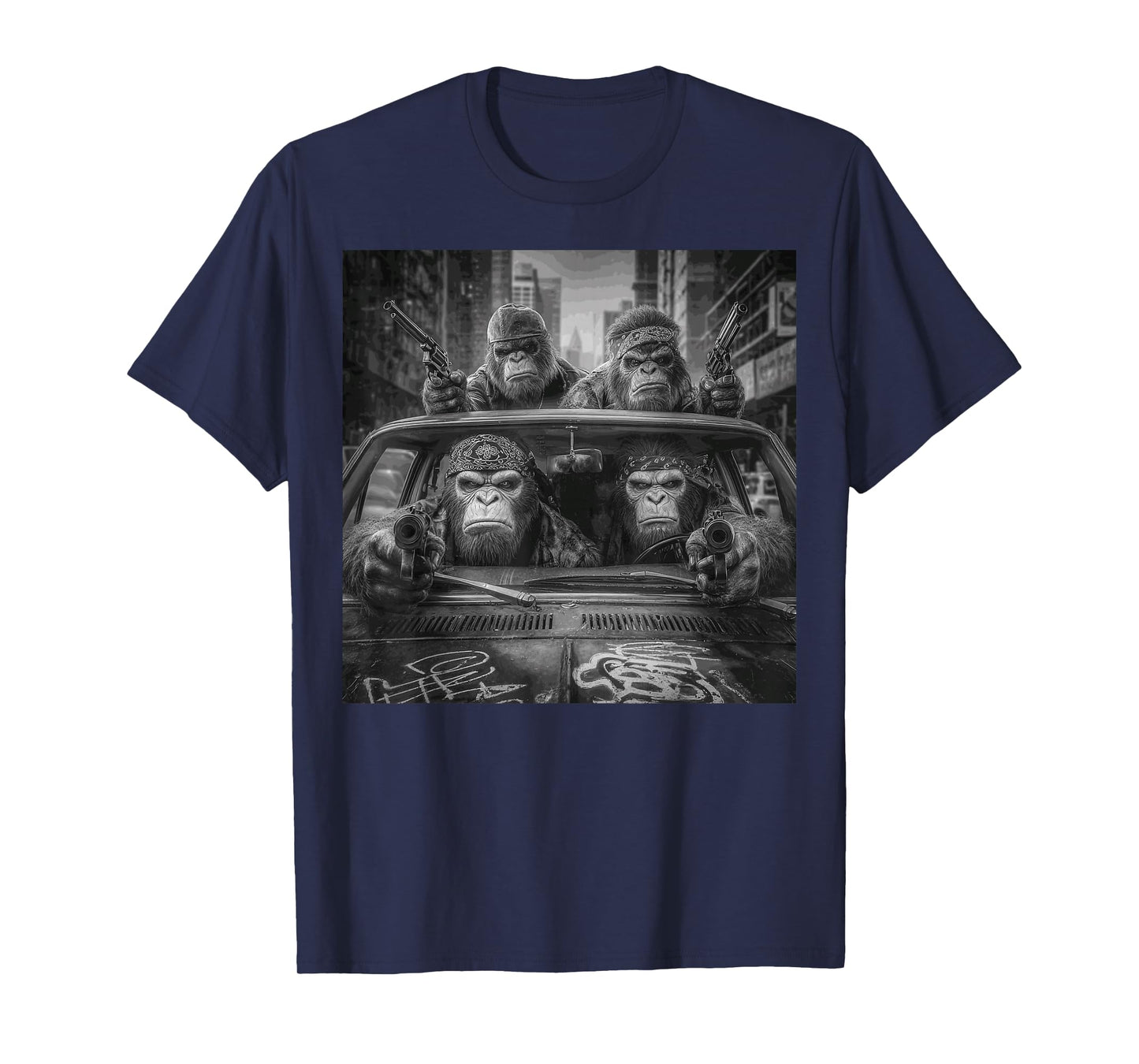 Funny Graphic Bigfoot Sasquatch Gangster Adult Funny T-Shirt