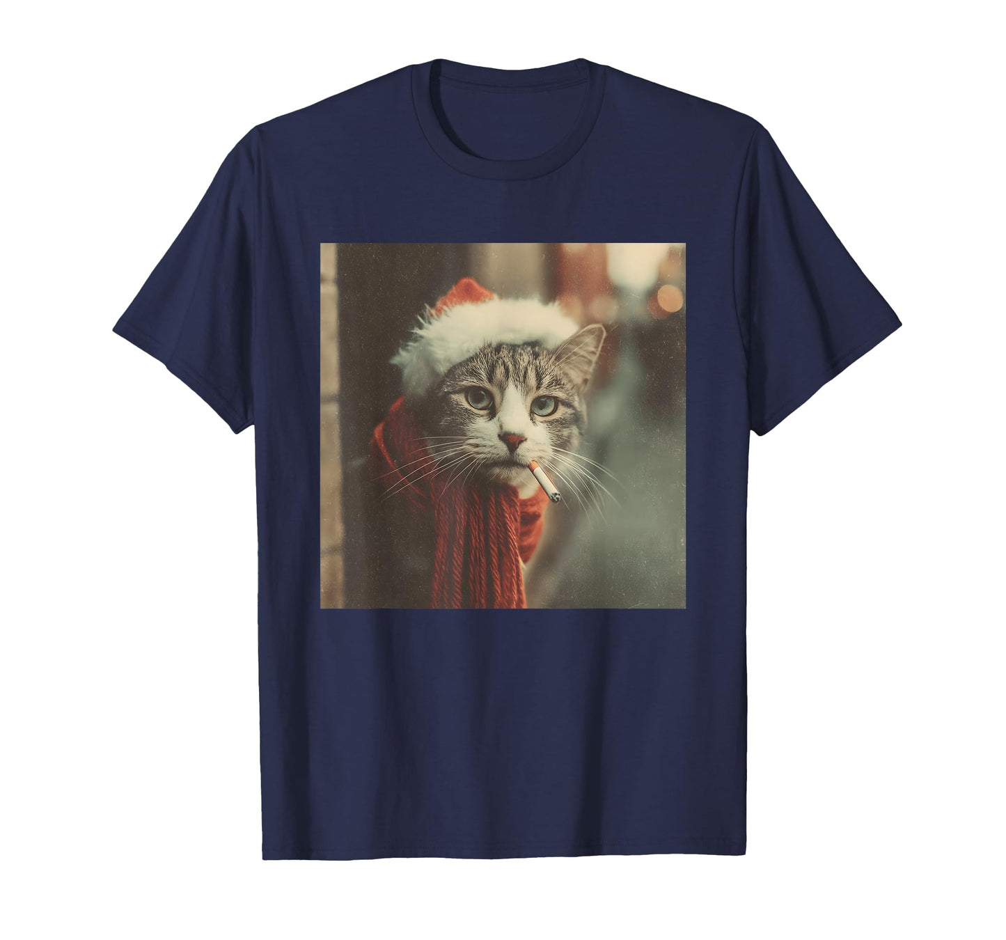 Santa Cat Cigarette Noir Holiday Winter Scarf Festive T-Shirt