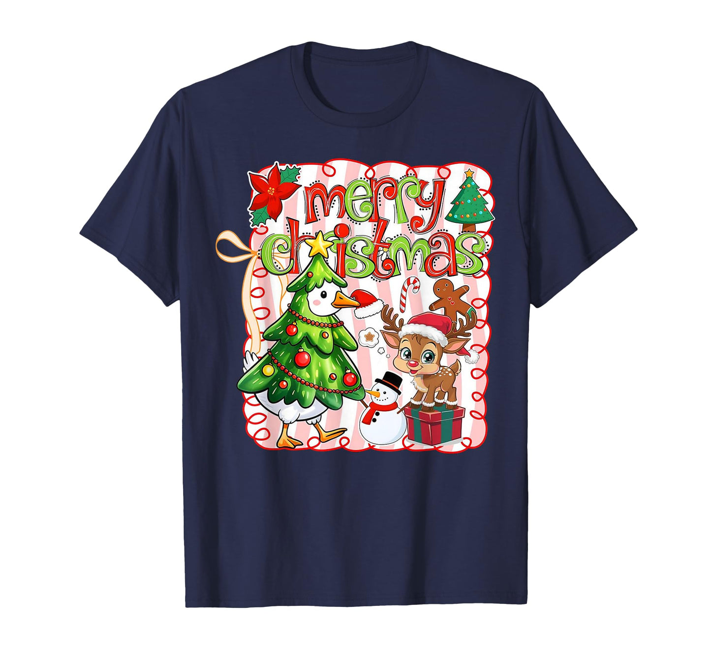 Funny Mery Christmas Goose Vintage Retro Mens Womans Kids T-Shirt