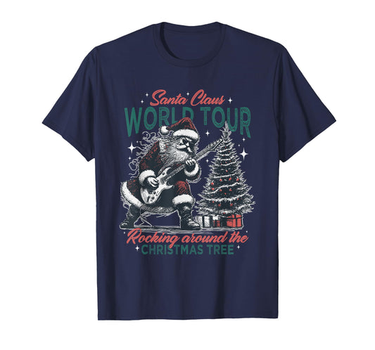 Santa Claus World Tour Rocking Around The Christmas Tree T-Shirt