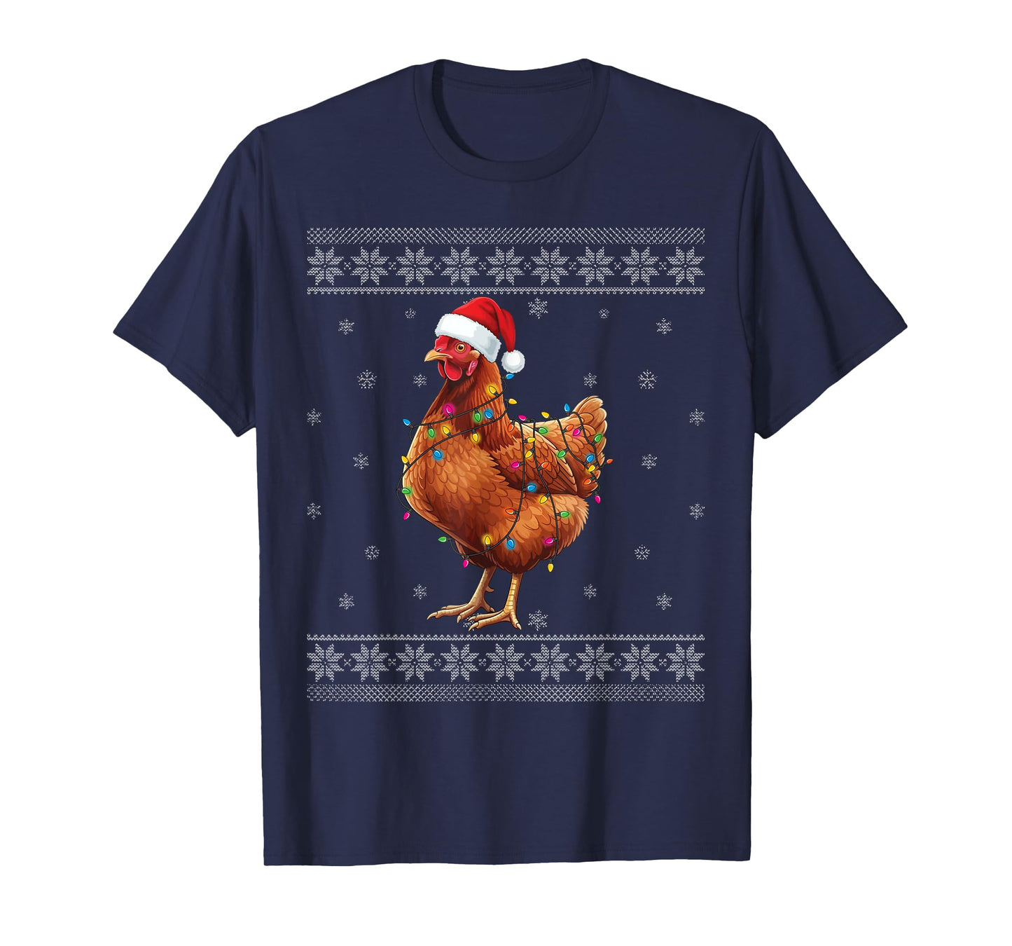 Chicken Santa Hat Christmas Funny Ugly Christmas T-Shirt