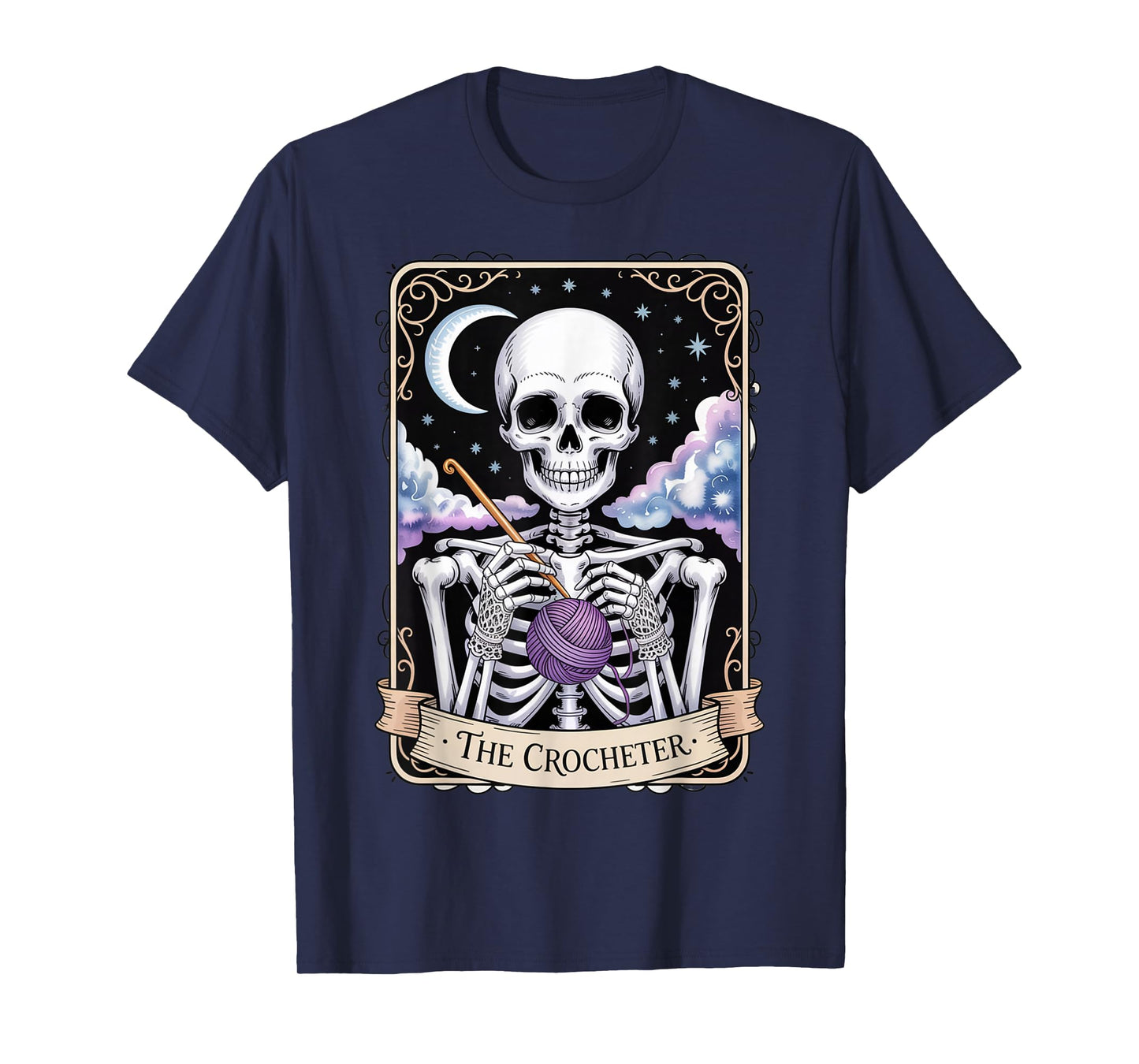 The Crocheter Mom Tarot Card Skeleton Knitting T-Shirt