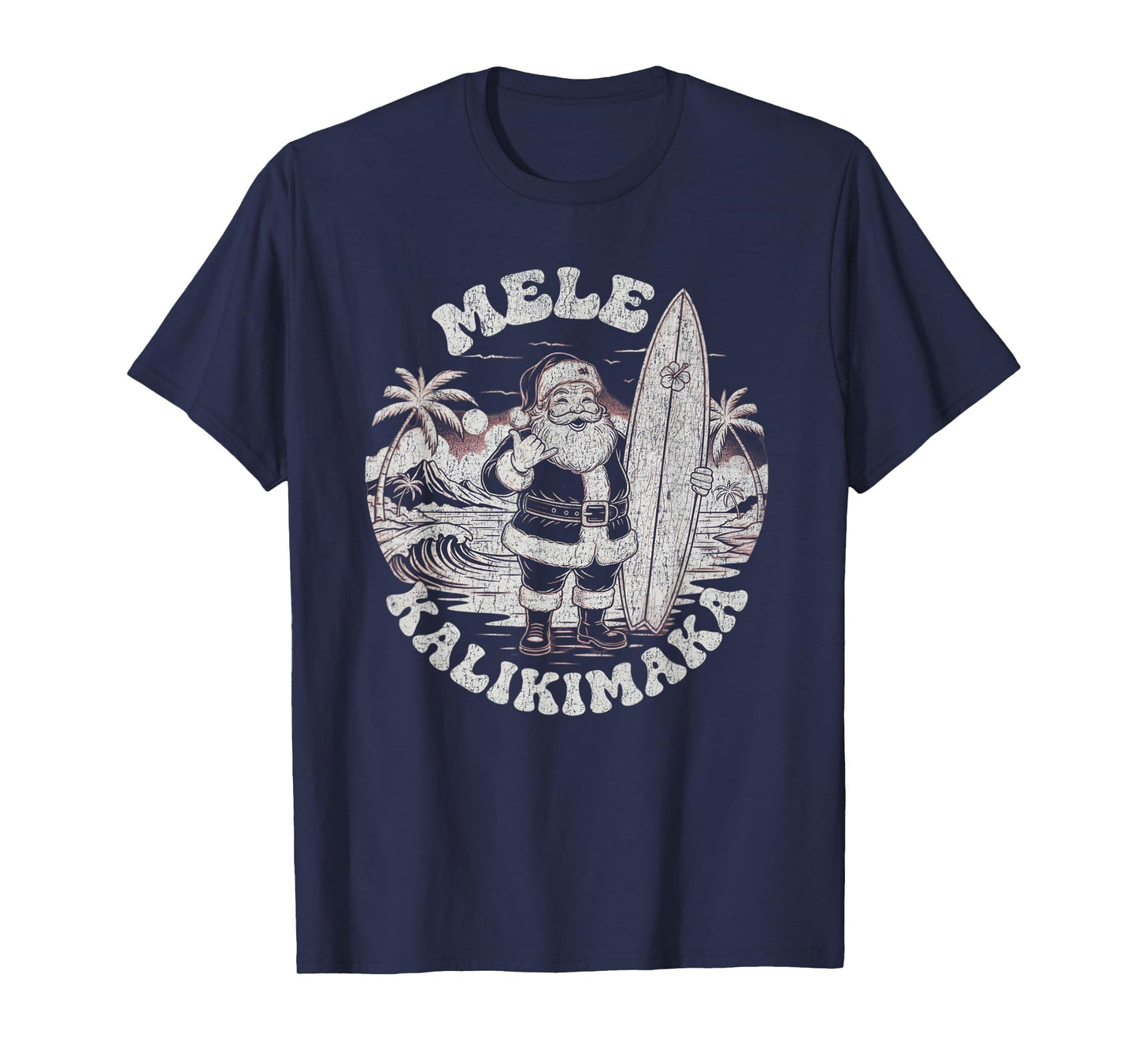 Mele Kalikimaka Christmas Shirt Hawaiian Surfing Santa Tee T-Shirt