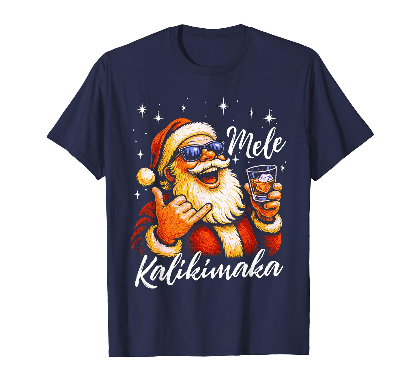 Retro Mele Kalikimaka Hawaiian Christmas Party Santa Shaka T-Shirt