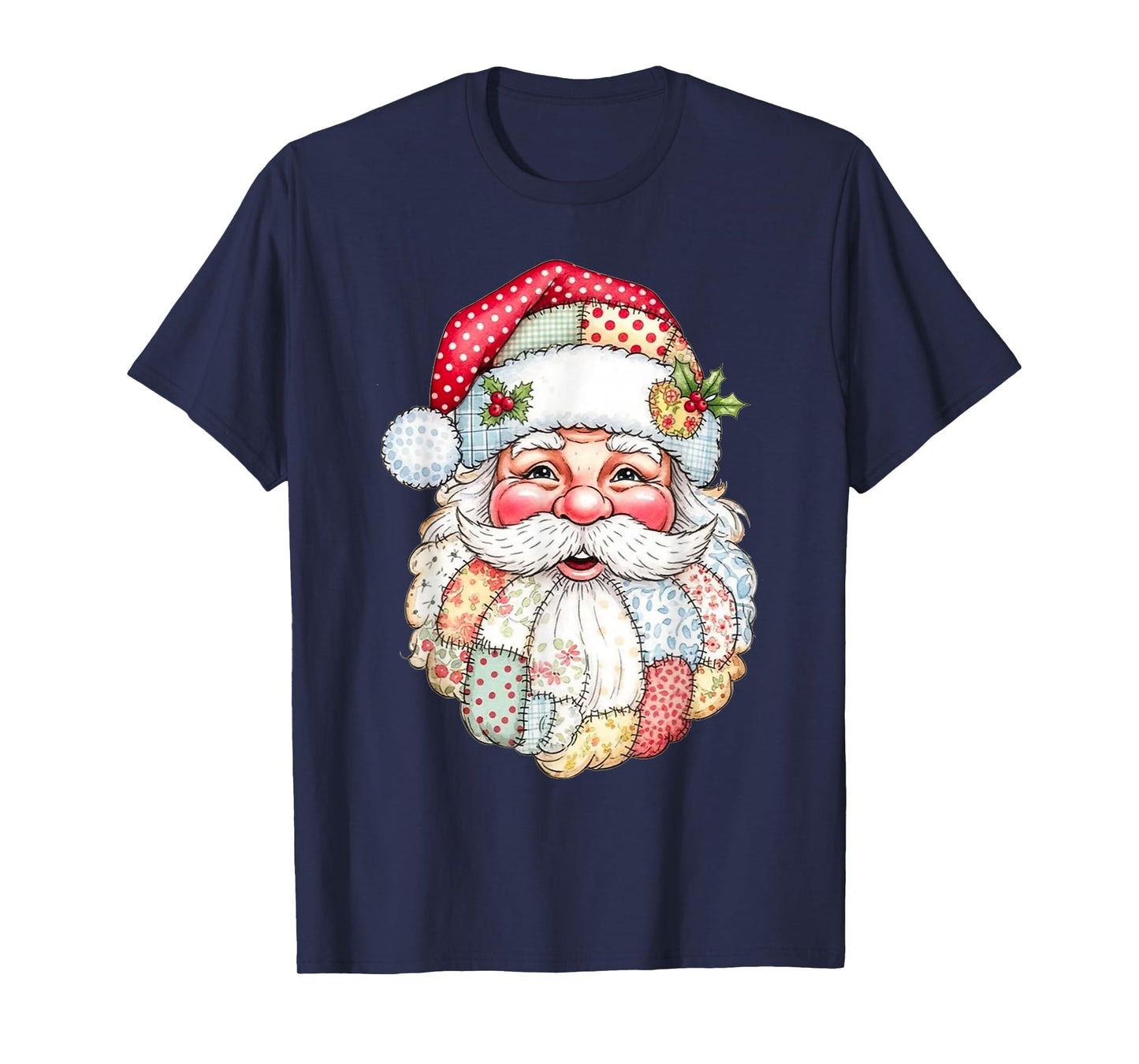 Trendy Patchwork Santa Claus Christmas Pink Patchwork Santa T-Shirt