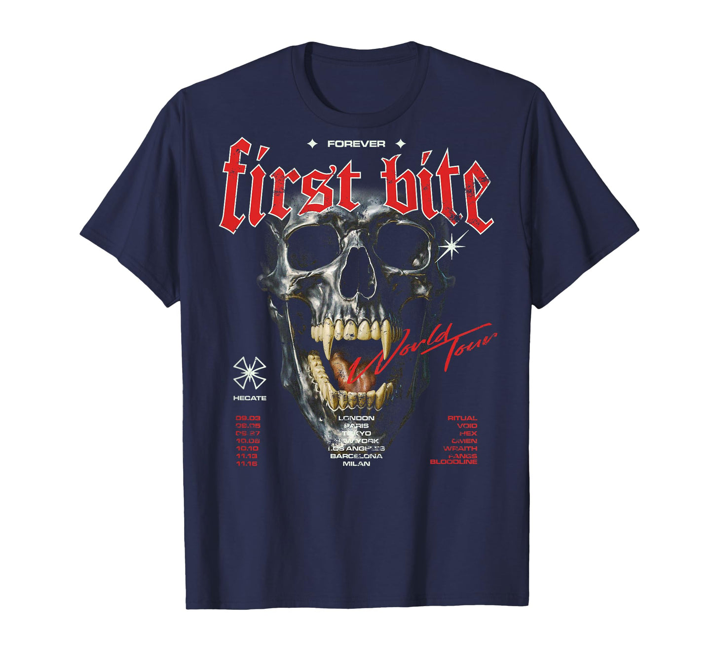 Skeleton Vampire Vintage Streetwear Urban Y2K Back Print T-Shirt