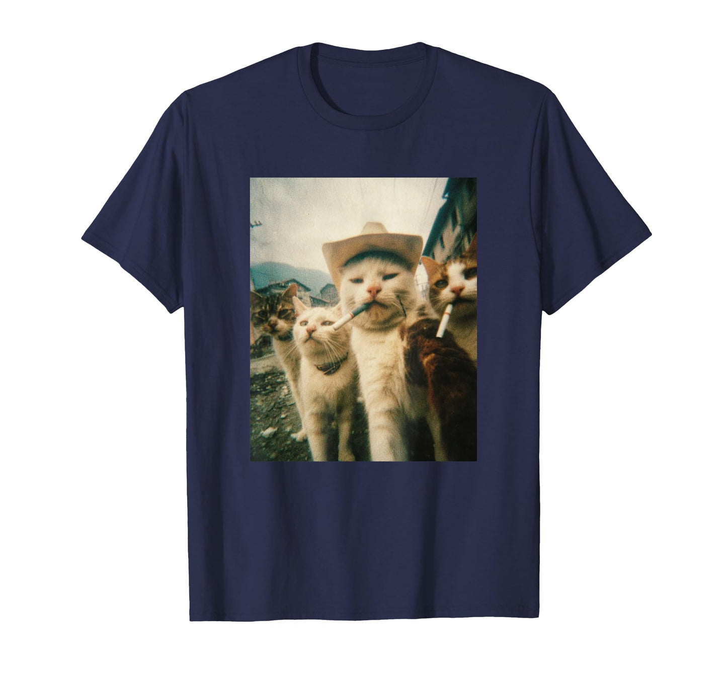 Funny Cowboy Cats Vintage Meme Design T-Shirt