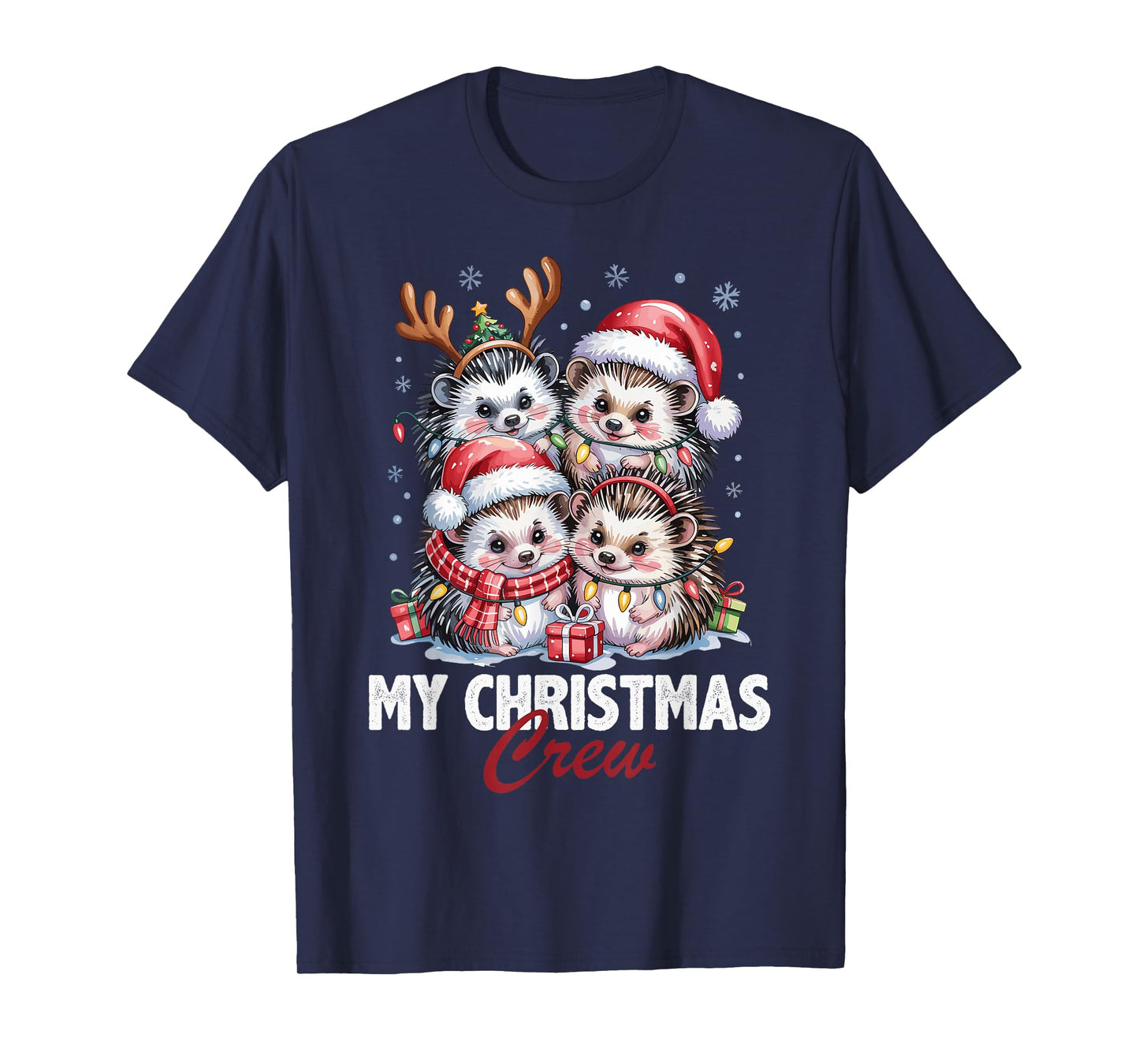 Hedgehog Christmas Crew Cute Pet Lovers Funny Holiday Pajama T-Shirt
