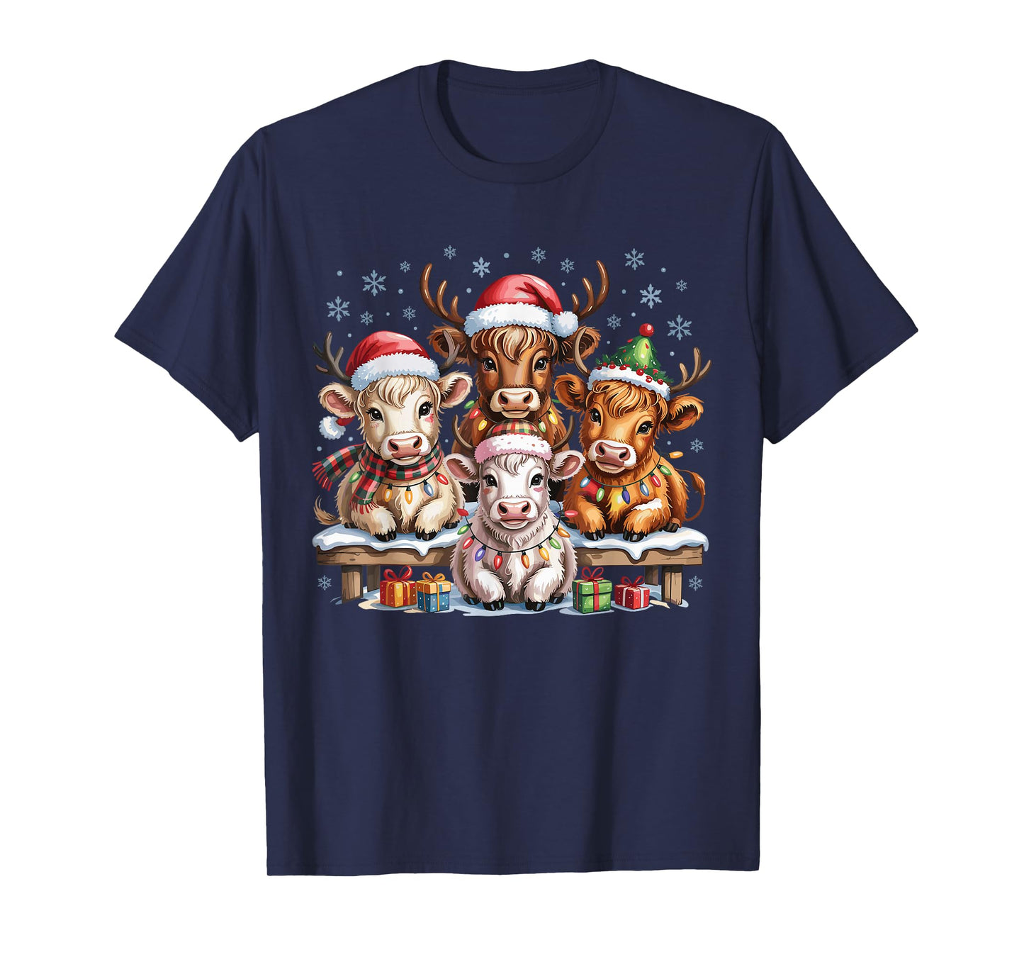 Cow Christmas Cute Farm Animal Lovers Funny Holiday Pajamas T-Shirt