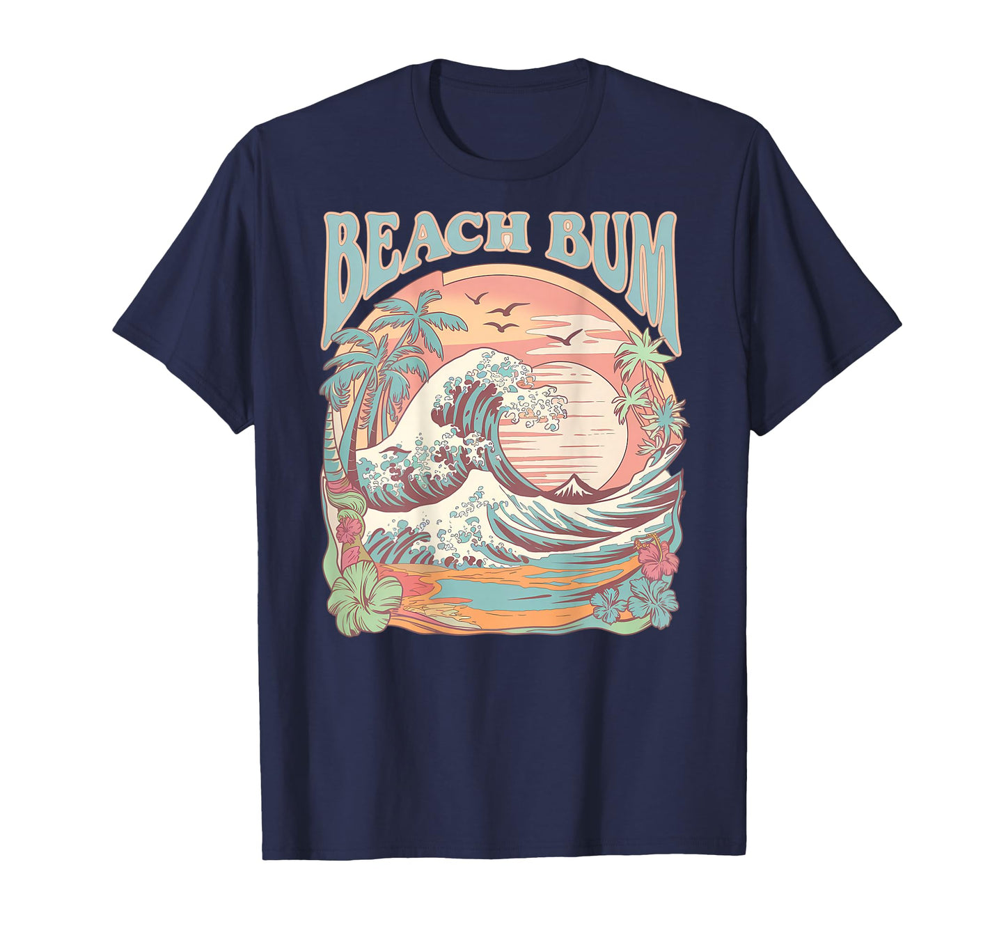 Retro Beach Bum Surf Wave Vintage Tropical Sunset Aesthetic T-Shirt