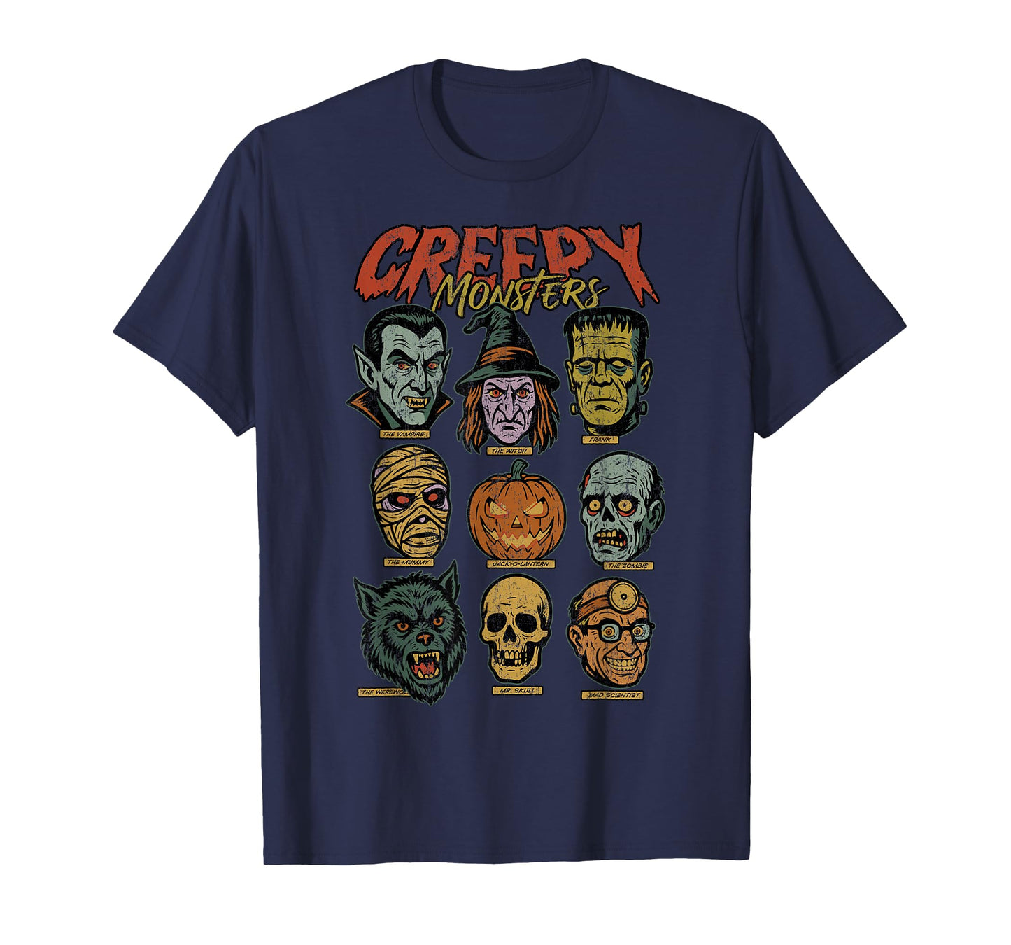 Halloween Boys Creepy Monsters Mummy Skeleton Frankenstein T-Shirt