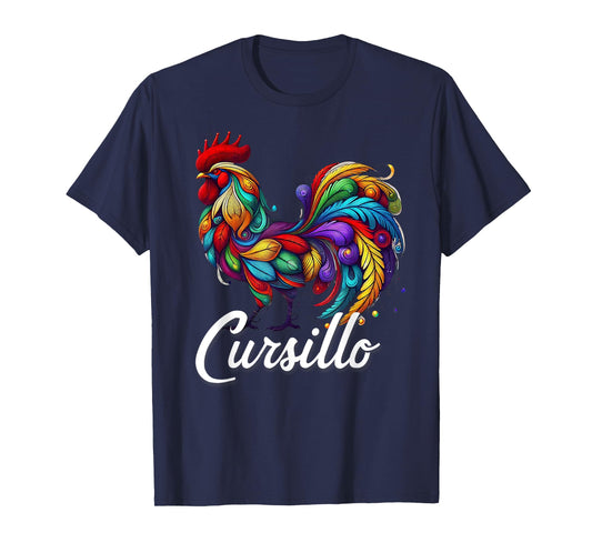 DeColores Cursillo Rainbow Rooster Catholic T-Shirt