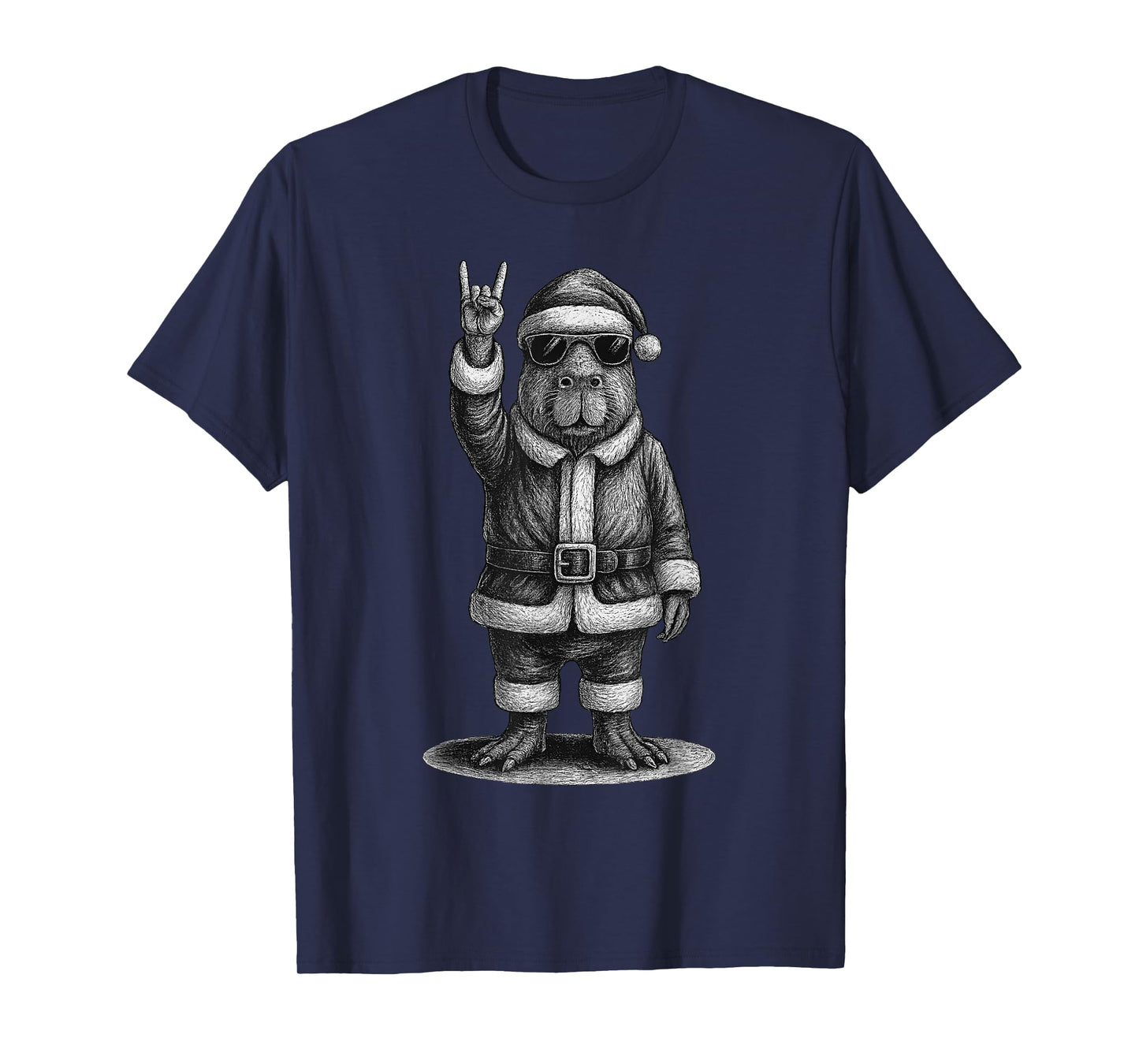 Capybara Rock Music Christmas Animal Lover T-Shirt