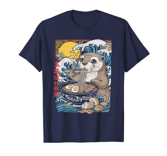 Otter Ramen Tshirt Kawaii Manga Anime Noodles Y2k Japanese T-Shirt