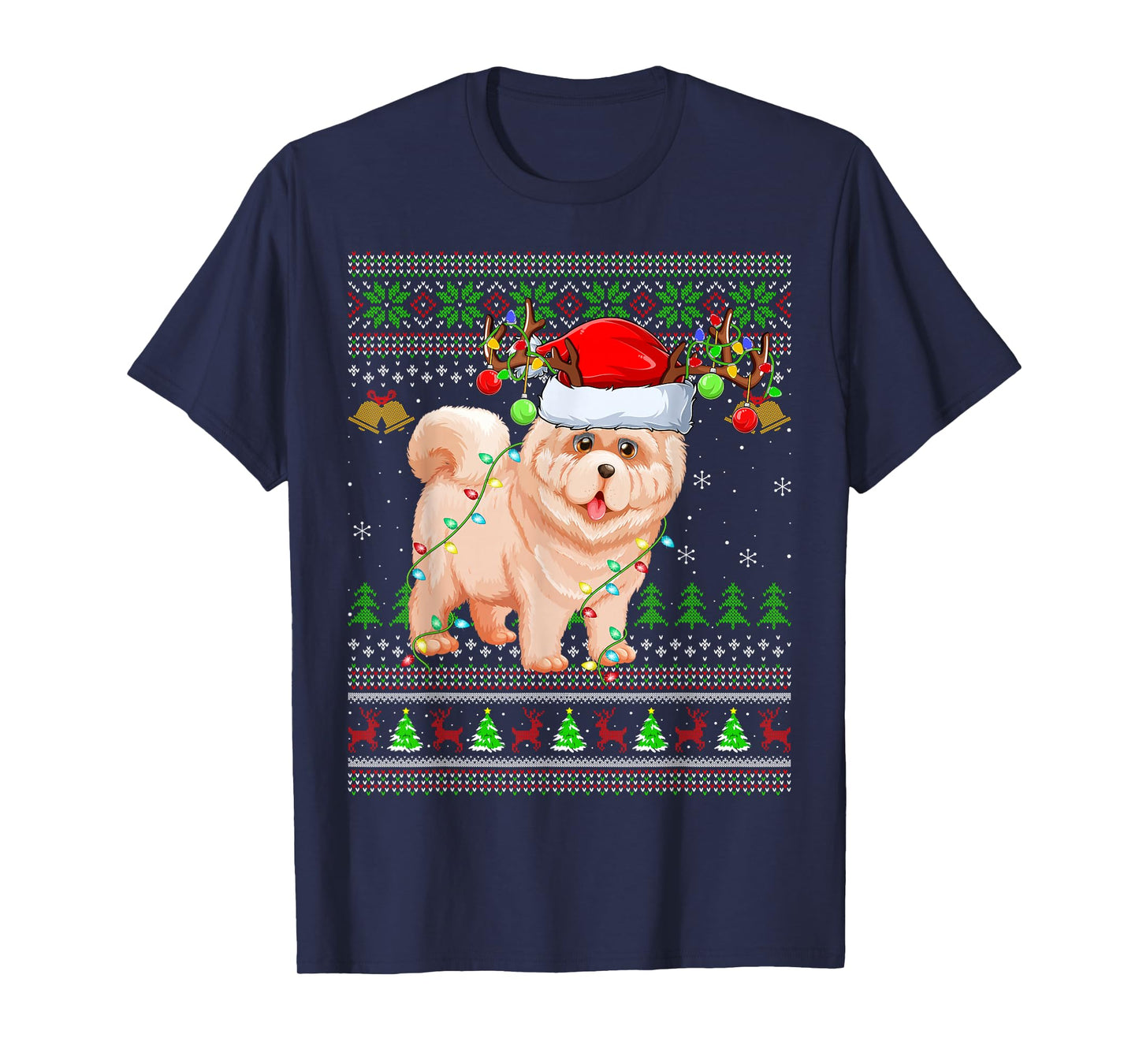 Chow Chow Dog Ugly Christmas Sweaters Holiday Santa Xmas T-Shirt